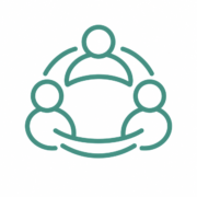 symbol-organisation-blagron(600x600px)vit bakgrund Symbol för organisation, team, samarbete, tillsammans, Self-Determination Theory SDT, Inner Development Goals, IDG. Medveten Arbetsplats