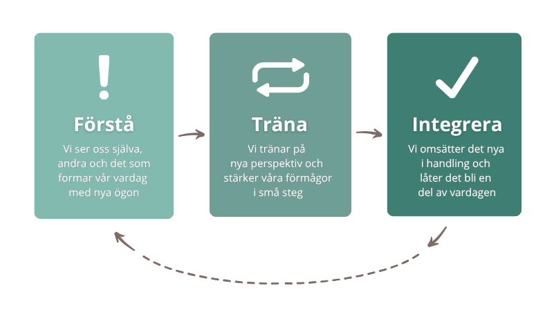 Modell - Spiransia, enkla symboler, bara modellen(transp-bakgr) Spiransias modell för utveckling av förmågor i arbetslivet, organisationsutveckling, IDG, psykologiosk trygghet